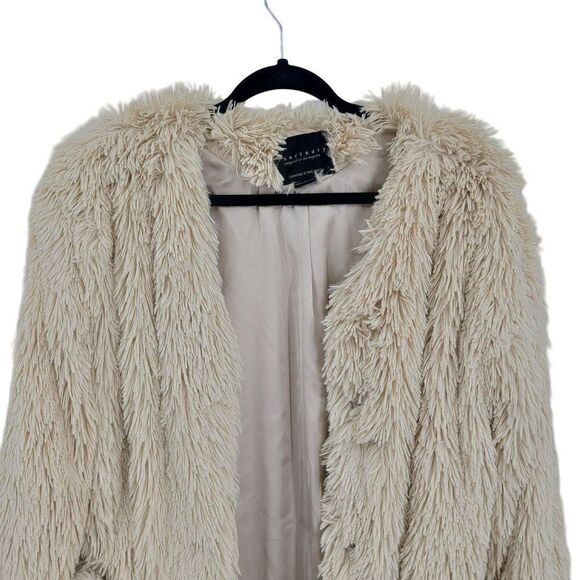Sanctuary Shag Faux Fur Coat Cardigan S Beige Oversized Vegan Duster Coatigan - Picture 6 of 13